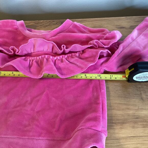 Btween Velour Sweatpants Sweatshirt Set Hot Pink Velvet Ruffles Size 24 Months - Picture 5 of 12